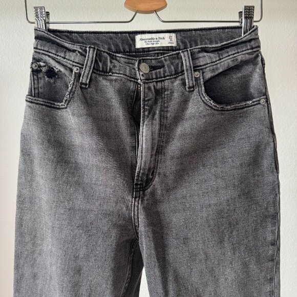 Abercrombie & Fitch Ultra High Rise Ankle Straight Jeans Black Wash Size 27 / 4R - Picture 6 of 16